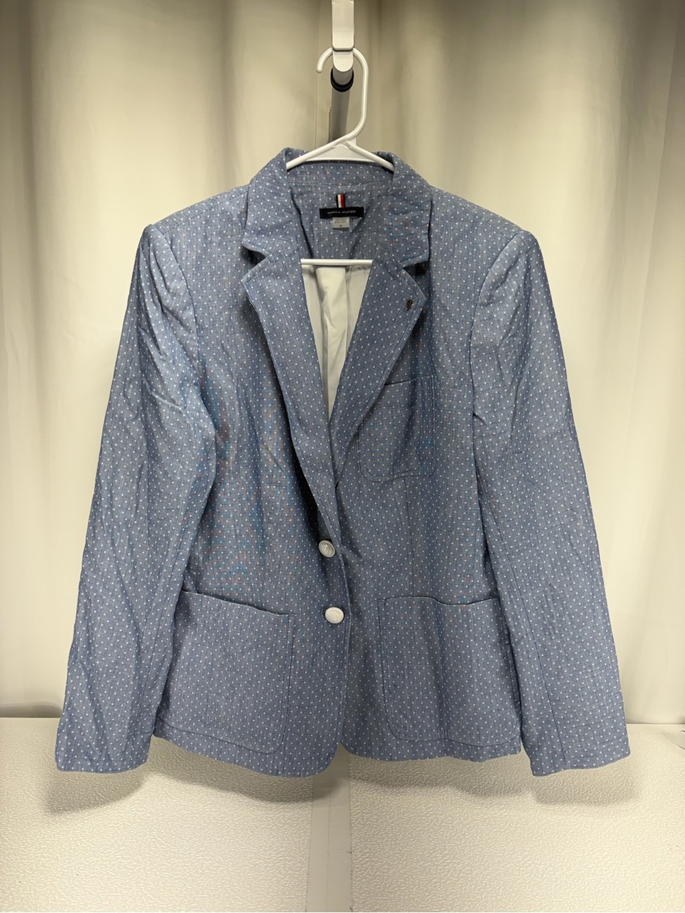 Tommy Hilfiger Light Blue Dot Tailored Two-Button Blazer 4687